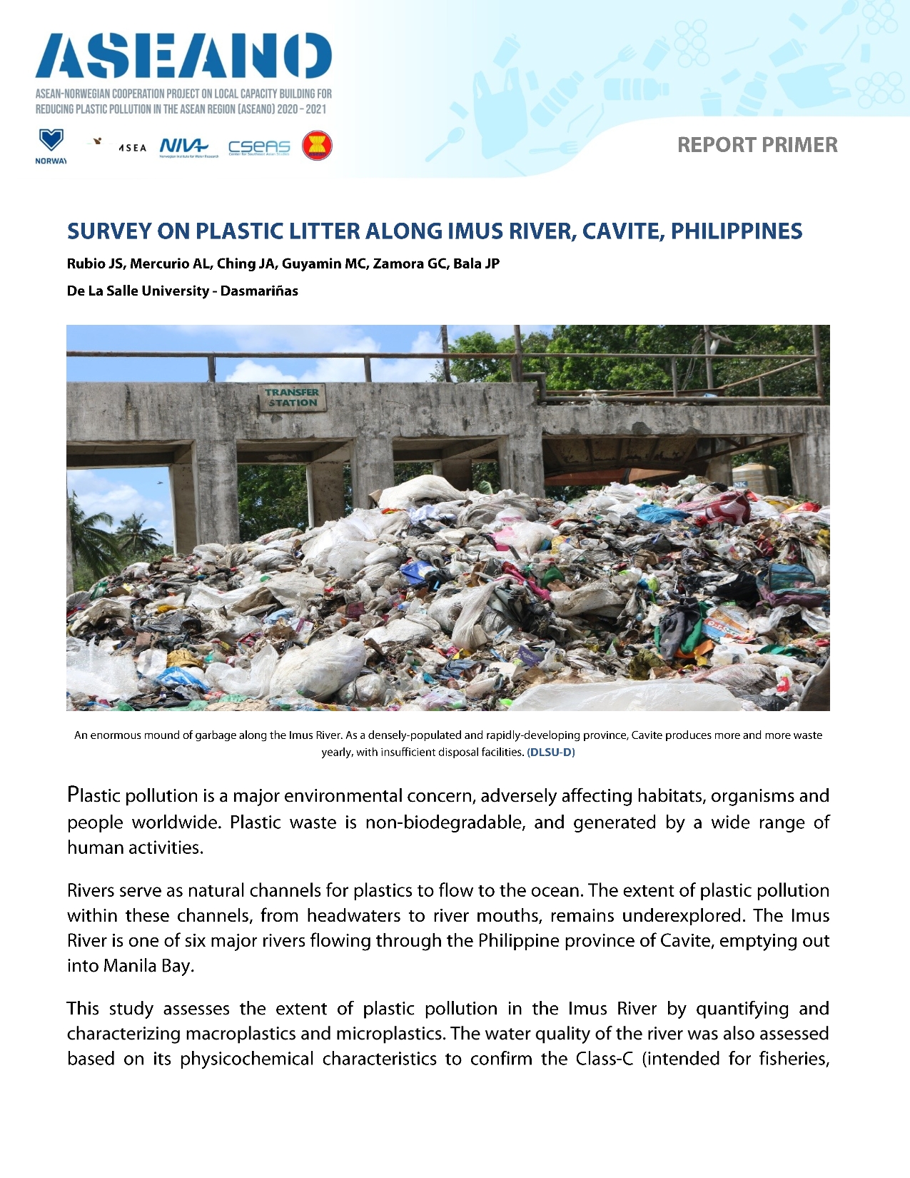 ASEANO Primer: Survey on Plastic Litter Along Imus River