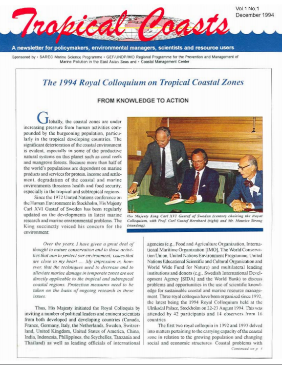 The 1994 Royal Colloquium on Tropical Coastal Zones: From Knowledge to Action