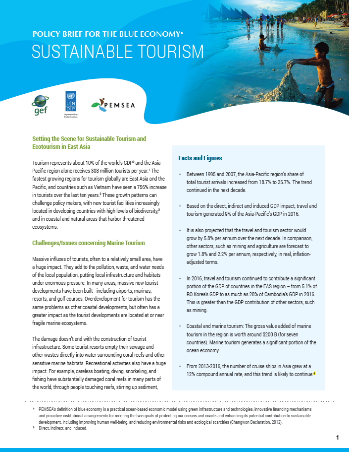 Policy Brief for the Blue Economy - Sustainable Tourism