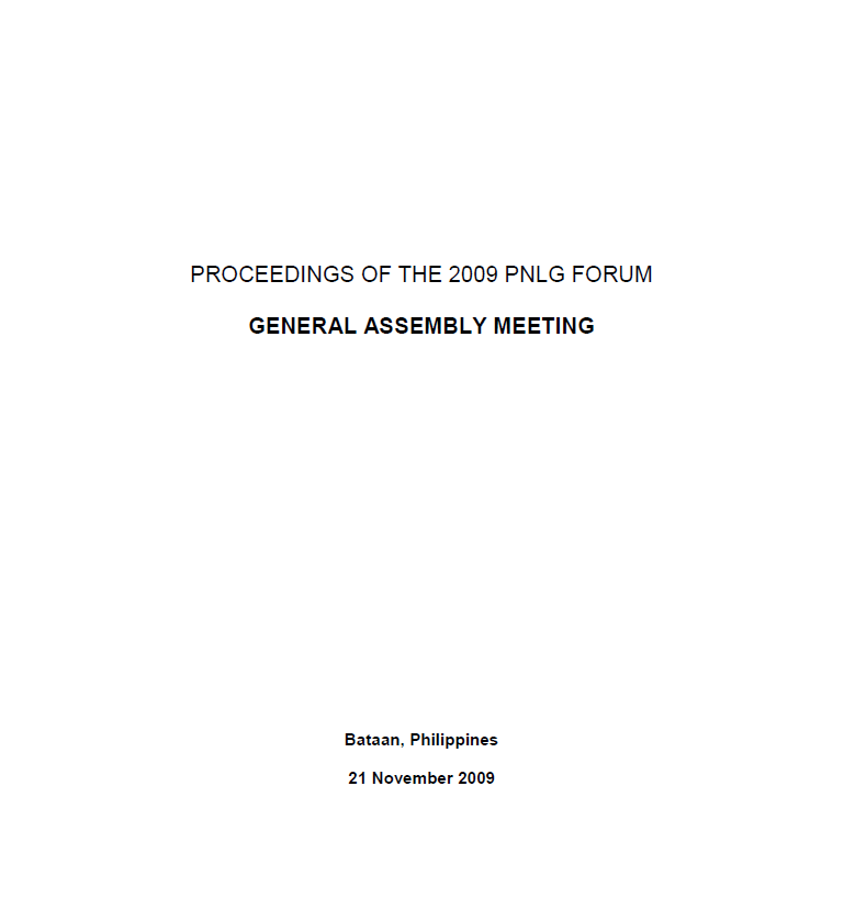 Proceedings of the 2009 PNLG Forum