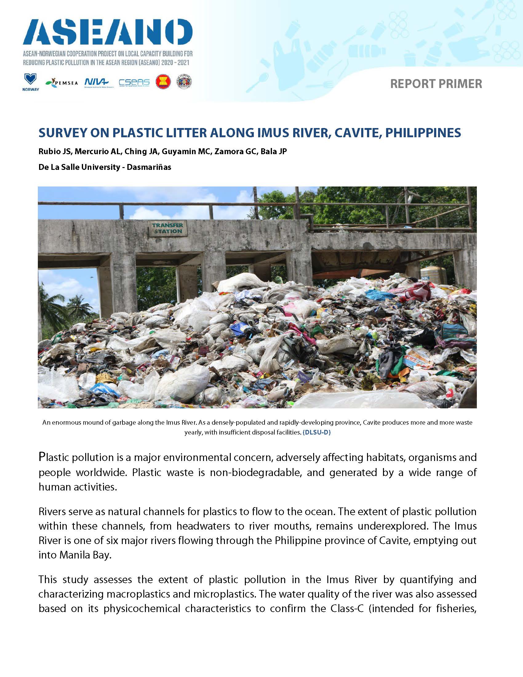 ASEANO Subproject 2 Primer - Survey on Plastic Litter