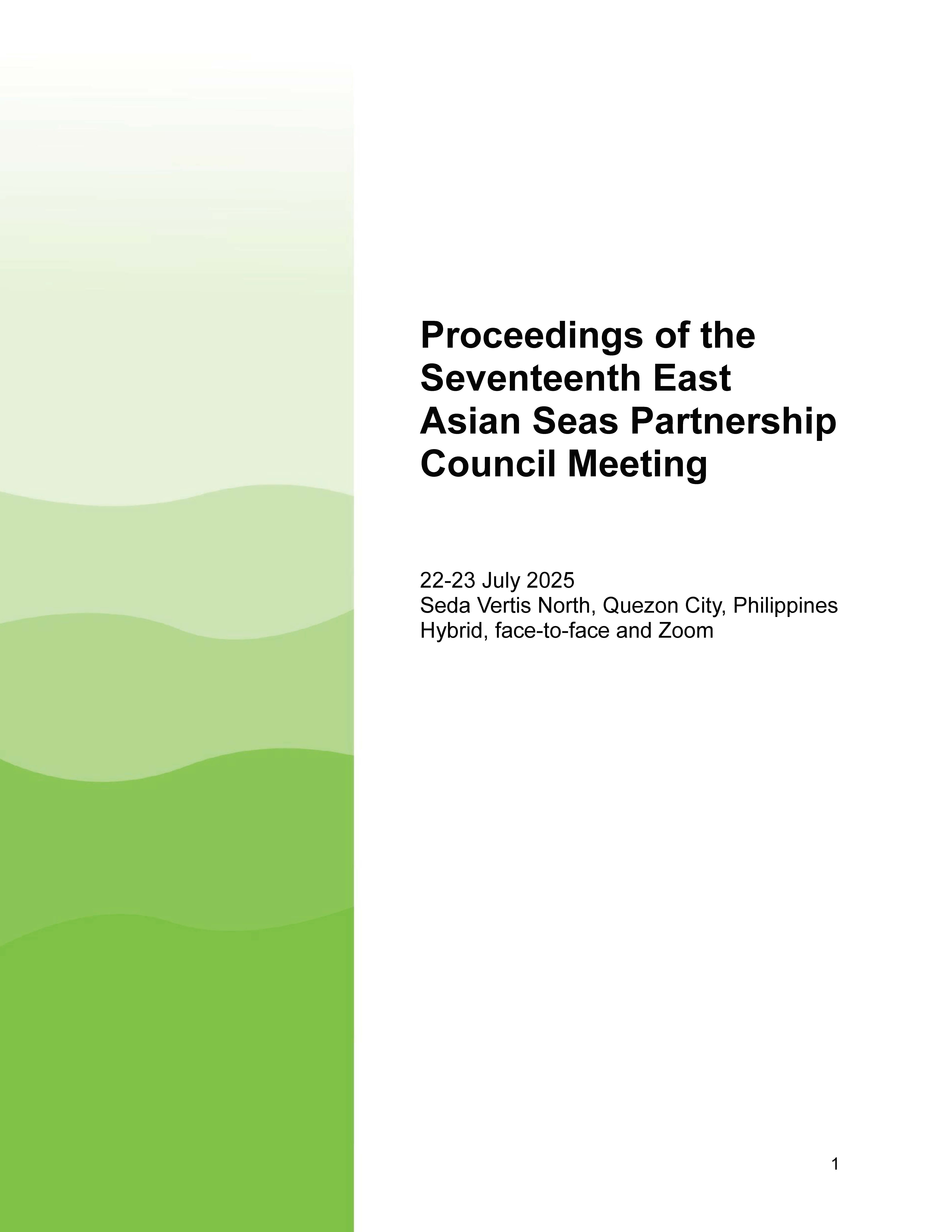 Proceedings of the Seventeenth East Asian Seas Partnership Council Meeting